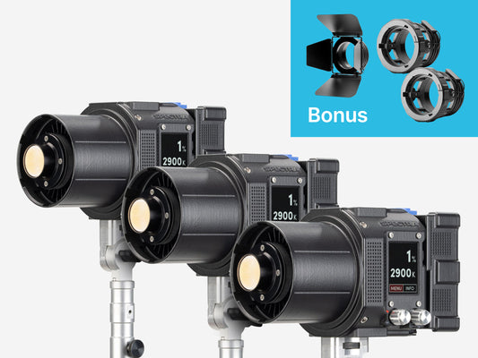 Maxima Spectra 3-Light Bundle with 2 Bowens Locking Rings & Mini Barndoors